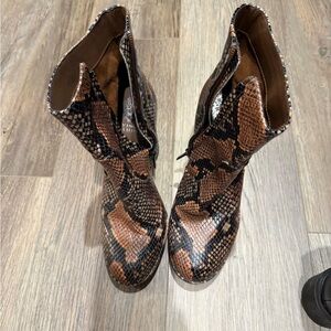 Vince Camuto Brown Snakeskin Ankle Boots